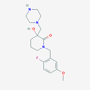 1-(2-fluoro-5-methoxybenzyl)-3-hydroxy-3-(piperazin-1-ylmethyl)piperidin-2-one
