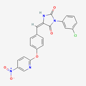 3-(3-chlorophenyl)-5-{4-[(5-nitro-2-pyridinyl)oxy]benzylidene}-2,4-imidazolidinedione