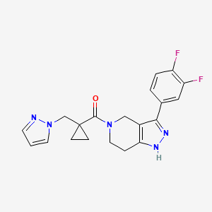 molecular formula C20H19F2N5O B5304965 3-(3,4-difluorophenyl)-5-{[1-(1H-pyrazol-1-ylmethyl)cyclopropyl]carbonyl}-4,5,6,7-tetrahydro-1H-pyrazolo[4,3-c]pyridine 