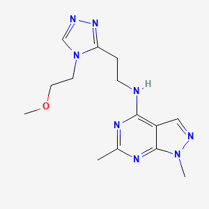 molecular formula C14H20N8O B5304975 N-{2-[4-(2-methoxyethyl)-4H-1,2,4-triazol-3-yl]ethyl}-1,6-dimethyl-1H-pyrazolo[3,4-d]pyrimidin-4-amine 