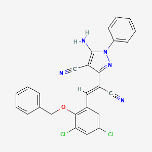 molecular formula C26H17Cl2N5O B5304983 5-amino-3-{2-[2-(benzyloxy)-3,5-dichlorophenyl]-1-cyanovinyl}-1-phenyl-1H-pyrazole-4-carbonitrile 