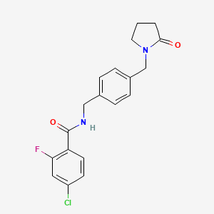 molecular formula C19H18ClFN2O2 B5304985 4-chloro-2-fluoro-N-{4-[(2-oxo-1-pyrrolidinyl)methyl]benzyl}benzamide 
