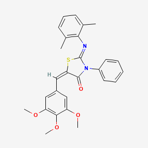 molecular formula C27H26N2O4S B5304997 2-[(2,6-dimethylphenyl)imino]-3-phenyl-5-(3,4,5-trimethoxybenzylidene)-1,3-thiazolidin-4-one 