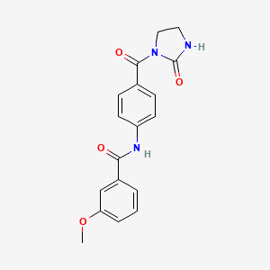 molecular formula C18H17N3O4 B5305005 3-methoxy-N-{4-[(2-oxo-1-imidazolidinyl)carbonyl]phenyl}benzamide 