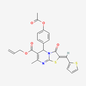 molecular formula C24H20N2O5S2 B5305068 allyl 5-[4-(acetyloxy)phenyl]-7-methyl-3-oxo-2-(2-thienylmethylene)-2,3-dihydro-5H-[1,3]thiazolo[3,2-a]pyrimidine-6-carboxylate 