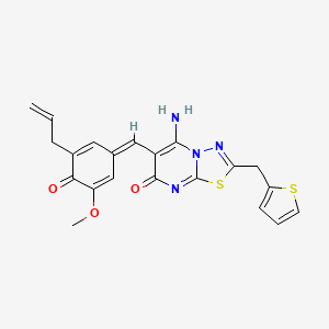 molecular formula C21H18N4O3S2 B5305079 6-(3-allyl-4-hydroxy-5-methoxybenzylidene)-5-imino-2-(2-thienylmethyl)-5,6-dihydro-7H-[1,3,4]thiadiazolo[3,2-a]pyrimidin-7-one 
