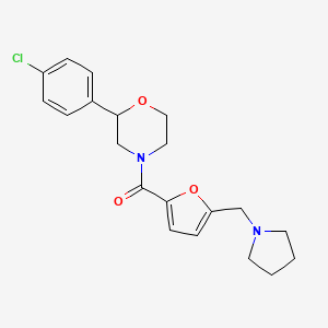 molecular formula C20H23ClN2O3 B5305099 2-(4-chlorophenyl)-4-[5-(pyrrolidin-1-ylmethyl)-2-furoyl]morpholine 