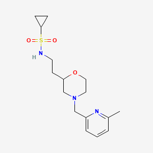 molecular formula C16H25N3O3S B5305128 N-(2-{4-[(6-methylpyridin-2-yl)methyl]morpholin-2-yl}ethyl)cyclopropanesulfonamide 