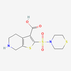 molecular formula C12H16N2O4S3 B5305158 2-(thiomorpholin-4-ylsulfonyl)-4,5,6,7-tetrahydrothieno[2,3-c]pyridine-3-carboxylic acid 