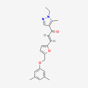 molecular formula C22H24N2O3 B5305215 3-{5-[(3,5-dimethylphenoxy)methyl]-2-furyl}-1-(1-ethyl-5-methyl-1H-pyrazol-4-yl)-2-propen-1-one 