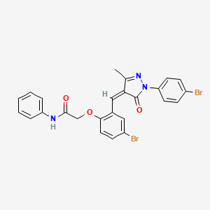 molecular formula C25H19Br2N3O3 B5305289 2-(4-bromo-2-{[1-(4-bromophenyl)-3-methyl-5-oxo-1,5-dihydro-4H-pyrazol-4-ylidene]methyl}phenoxy)-N-phenylacetamide 