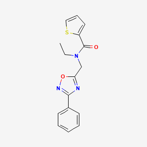 molecular formula C16H15N3O2S B5305316 N-ethyl-N-[(3-phenyl-1,2,4-oxadiazol-5-yl)methyl]thiophene-2-carboxamide 