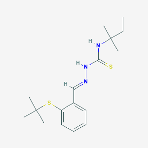 molecular formula C17H27N3S2 B530532 1-[(E)-(2-tert-butylsulfanylphenyl)methylideneamino]-3-(2-methylbutan-2-yl)thiourea 