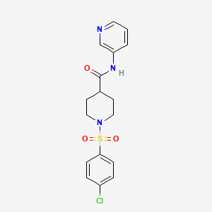 molecular formula C17H18ClN3O3S B5305335 1-[(4-chlorophenyl)sulfonyl]-N-pyridin-3-ylpiperidine-4-carboxamide 