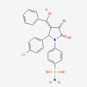 molecular formula C23H17ClN2O5S B5305352 4-[3-benzoyl-2-(4-chlorophenyl)-4-hydroxy-5-oxo-2,5-dihydro-1H-pyrrol-1-yl]benzenesulfonamide 