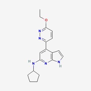 molecular formula C18H21N5O B5305354 N-cyclopentyl-4-(6-ethoxypyridazin-3-yl)-1H-pyrrolo[2,3-b]pyridin-6-amine 
