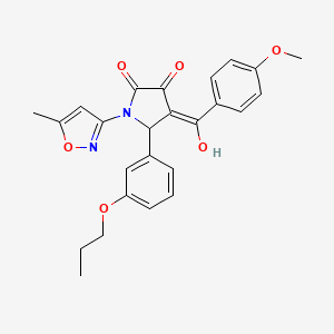 molecular formula C25H24N2O6 B5305427 3-hydroxy-4-(4-methoxybenzoyl)-1-(5-methyl-3-isoxazolyl)-5-(3-propoxyphenyl)-1,5-dihydro-2H-pyrrol-2-one 