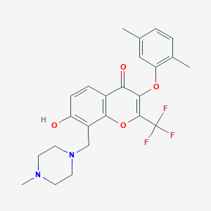 molecular formula C24H25F3N2O4 B5305439 3-(2,5-dimethylphenoxy)-7-hydroxy-8-[(4-methyl-1-piperazinyl)methyl]-2-(trifluoromethyl)-4H-chromen-4-one 