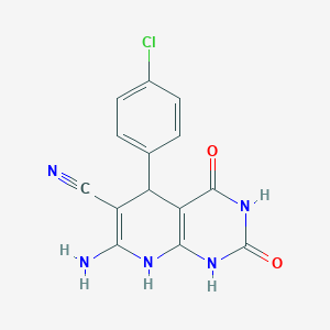 molecular formula C14H10ClN5O2 B530544 7-amino-5-(4-chlorophenyl)-2,4-dioxo-5,8-dihydro-1H-pyrido[2,3-d]pyrimidine-6-carbonitrile 