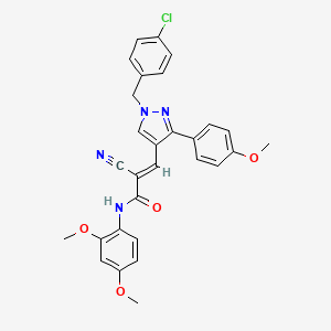 molecular formula C29H25ClN4O4 B5305456 3-[1-(4-chlorobenzyl)-3-(4-methoxyphenyl)-1H-pyrazol-4-yl]-2-cyano-N-(2,4-dimethoxyphenyl)acrylamide 
