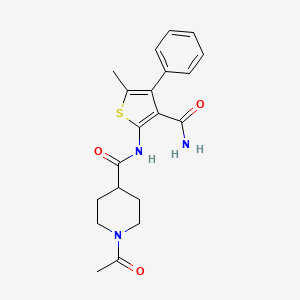 molecular formula C20H23N3O3S B5305464 1-acetyl-N-[3-(aminocarbonyl)-5-methyl-4-phenyl-2-thienyl]-4-piperidinecarboxamide 