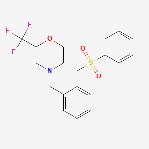 molecular formula C19H20F3NO3S B5305476 4-{2-[(phenylsulfonyl)methyl]benzyl}-2-(trifluoromethyl)morpholine 