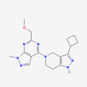 molecular formula C18H23N7O B5305486 4-(3-cyclobutyl-1,4,6,7-tetrahydro-5H-pyrazolo[4,3-c]pyridin-5-yl)-6-(methoxymethyl)-1-methyl-1H-pyrazolo[3,4-d]pyrimidine 