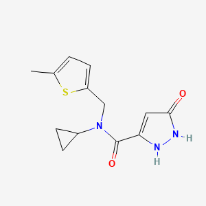 molecular formula C13H15N3O2S B5305512 N-cyclopropyl-N-[(5-methyl-2-thienyl)methyl]-5-oxo-2,5-dihydro-1H-pyrazole-3-carboxamide 