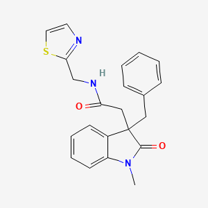 molecular formula C22H21N3O2S B5305591 2-(3-benzyl-1-methyl-2-oxo-2,3-dihydro-1H-indol-3-yl)-N-(1,3-thiazol-2-ylmethyl)acetamide 