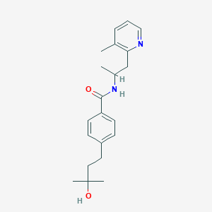 molecular formula C21H28N2O2 B5305639 4-(3-hydroxy-3-methylbutyl)-N-[1-methyl-2-(3-methyl-2-pyridinyl)ethyl]benzamide 
