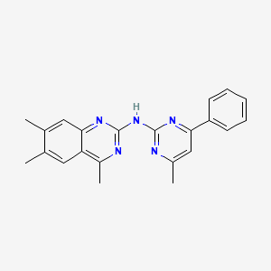 molecular formula C22H21N5 B5305702 4,6,7-trimethyl-N-(4-methyl-6-phenyl-2-pyrimidinyl)-2-quinazolinamine 