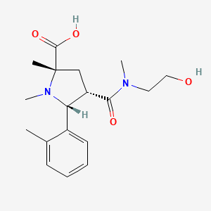 molecular formula C18H26N2O4 B5305705 (2S*,4S*,5R*)-4-{[(2-hydroxyethyl)(methyl)amino]carbonyl}-1,2-dimethyl-5-(2-methylphenyl)pyrrolidine-2-carboxylic acid 