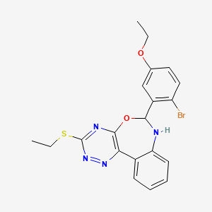 molecular formula C20H19BrN4O2S B5305710 6-(2-bromo-5-ethoxyphenyl)-3-(ethylthio)-6,7-dihydro[1,2,4]triazino[5,6-d][3,1]benzoxazepine 