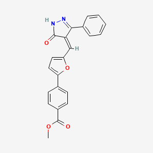 molecular formula C22H16N2O4 B5305745 methyl 4-{5-[(5-oxo-3-phenyl-1,5-dihydro-4H-pyrazol-4-ylidene)methyl]-2-furyl}benzoate 