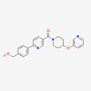 molecular formula C23H23N3O3 B5305769 [4-(5-{[4-(pyridin-3-yloxy)piperidin-1-yl]carbonyl}pyridin-2-yl)phenyl]methanol 