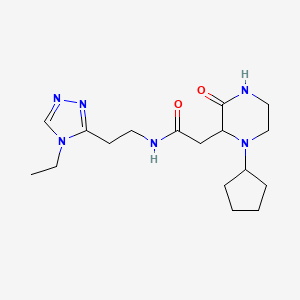molecular formula C17H28N6O2 B5305774 2-(1-cyclopentyl-3-oxo-2-piperazinyl)-N-[2-(4-ethyl-4H-1,2,4-triazol-3-yl)ethyl]acetamide 