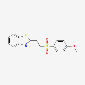 molecular formula C16H15NO3S2 B5305795 2-{2-[(4-methoxyphenyl)sulfonyl]ethyl}-1,3-benzothiazole 