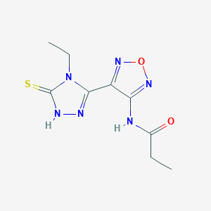 molecular formula C9H12N6O2S B5305824 N-[4-(4-ethyl-5-mercapto-4H-1,2,4-triazol-3-yl)-1,2,5-oxadiazol-3-yl]propanamide 