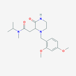 molecular formula C19H29N3O4 B5305857 2-[1-(2,4-dimethoxybenzyl)-3-oxo-2-piperazinyl]-N-isopropyl-N-methylacetamide 