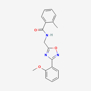 molecular formula C18H17N3O3 B5305874 N-{[3-(2-methoxyphenyl)-1,2,4-oxadiazol-5-yl]methyl}-2-methylbenzamide 