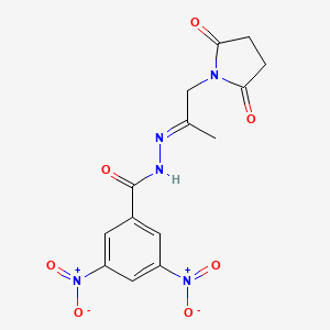 molecular formula C14H13N5O7 B5305887 N'-[2-(2,5-dioxo-1-pyrrolidinyl)-1-methylethylidene]-3,5-dinitrobenzohydrazide 