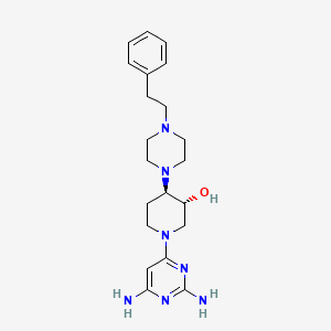 (3R*,4R*)-1-(2,6-diamino-4-pyrimidinyl)-4-[4-(2-phenylethyl)-1-piperazinyl]-3-piperidinol