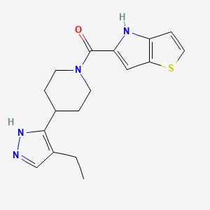 molecular formula C17H20N4OS B5305912 5-{[4-(4-ethyl-1H-pyrazol-5-yl)piperidin-1-yl]carbonyl}-4H-thieno[3,2-b]pyrrole 