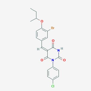 molecular formula C21H18BrClN2O4 B5305923 5-(3-bromo-4-sec-butoxybenzylidene)-1-(4-chlorophenyl)-2,4,6(1H,3H,5H)-pyrimidinetrione 