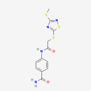 4-[({[3-(methylthio)-1,2,4-thiadiazol-5-yl]thio}acetyl)amino]benzamide