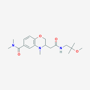 molecular formula C19H29N3O4 B5306078 3-{2-[(2-methoxy-2-methylpropyl)amino]-2-oxoethyl}-N,N,4-trimethyl-3,4-dihydro-2H-1,4-benzoxazine-6-carboxamide 