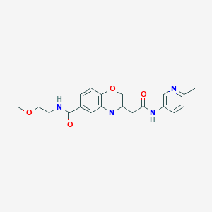 molecular formula C21H26N4O4 B5306106 N-(2-methoxyethyl)-4-methyl-3-{2-[(6-methylpyridin-3-yl)amino]-2-oxoethyl}-3,4-dihydro-2H-1,4-benzoxazine-6-carboxamide 