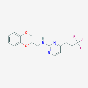 molecular formula C16H16F3N3O2 B5306132 N-(2,3-dihydro-1,4-benzodioxin-2-ylmethyl)-4-(3,3,3-trifluoropropyl)pyrimidin-2-amine 