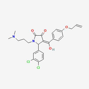 molecular formula C25H26Cl2N2O4 B5306156 4-[4-(allyloxy)benzoyl]-5-(3,4-dichlorophenyl)-1-[3-(dimethylamino)propyl]-3-hydroxy-1,5-dihydro-2H-pyrrol-2-one 