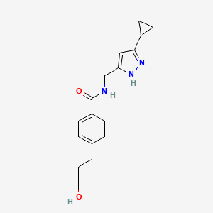 molecular formula C19H25N3O2 B5306214 N-[(5-cyclopropyl-1H-pyrazol-3-yl)methyl]-4-(3-hydroxy-3-methylbutyl)benzamide 